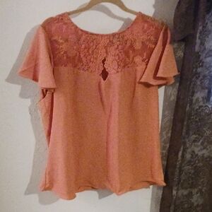 Chic Coral Lace Blouse